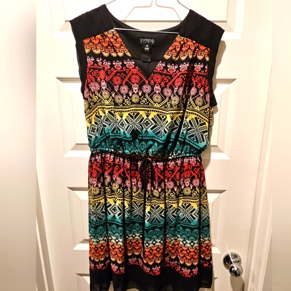 Women's Enfocus Studio Multicolor Patterned Sleeveless Midi Dress, Size 14